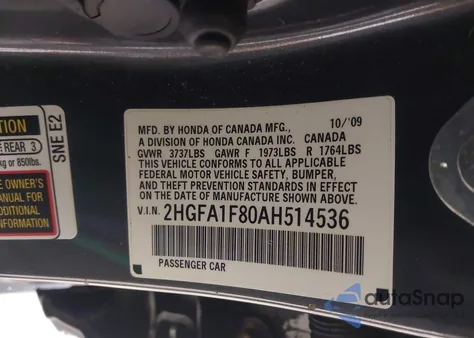 2010 Honda Civic Ex from USA, damaged, VIN 2HGFA1F80AH514536